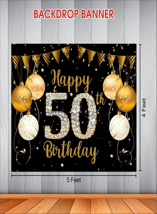 Party Baazaar 50th Birthday Backdrop 5x4 Ft | Backdrops for Decoration | Birthday Decoration Backdrop | Banner for Kids Theme Party - Image 3